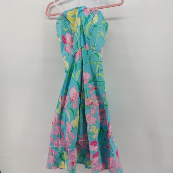 - Lily Pulitzer halter fit and flair IRIS print midi dress Size Small - Picture 2 of 9